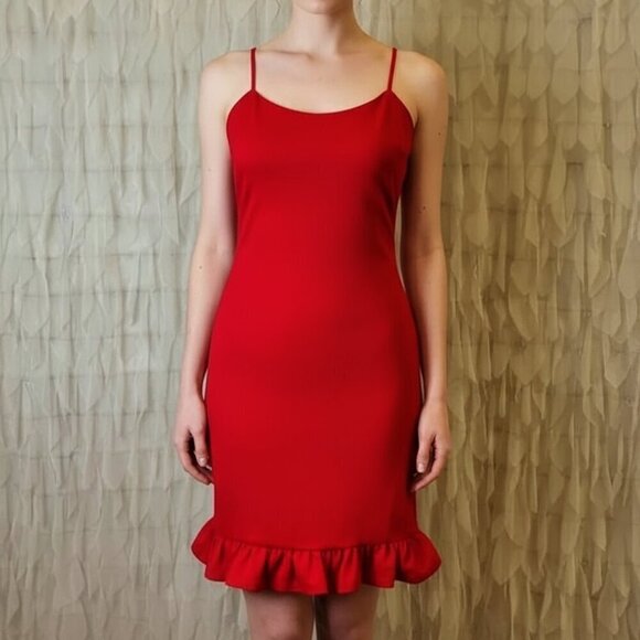 Lulus Red Ruffled Mini Dress  | Women's Size Small - Picture 5 of 8